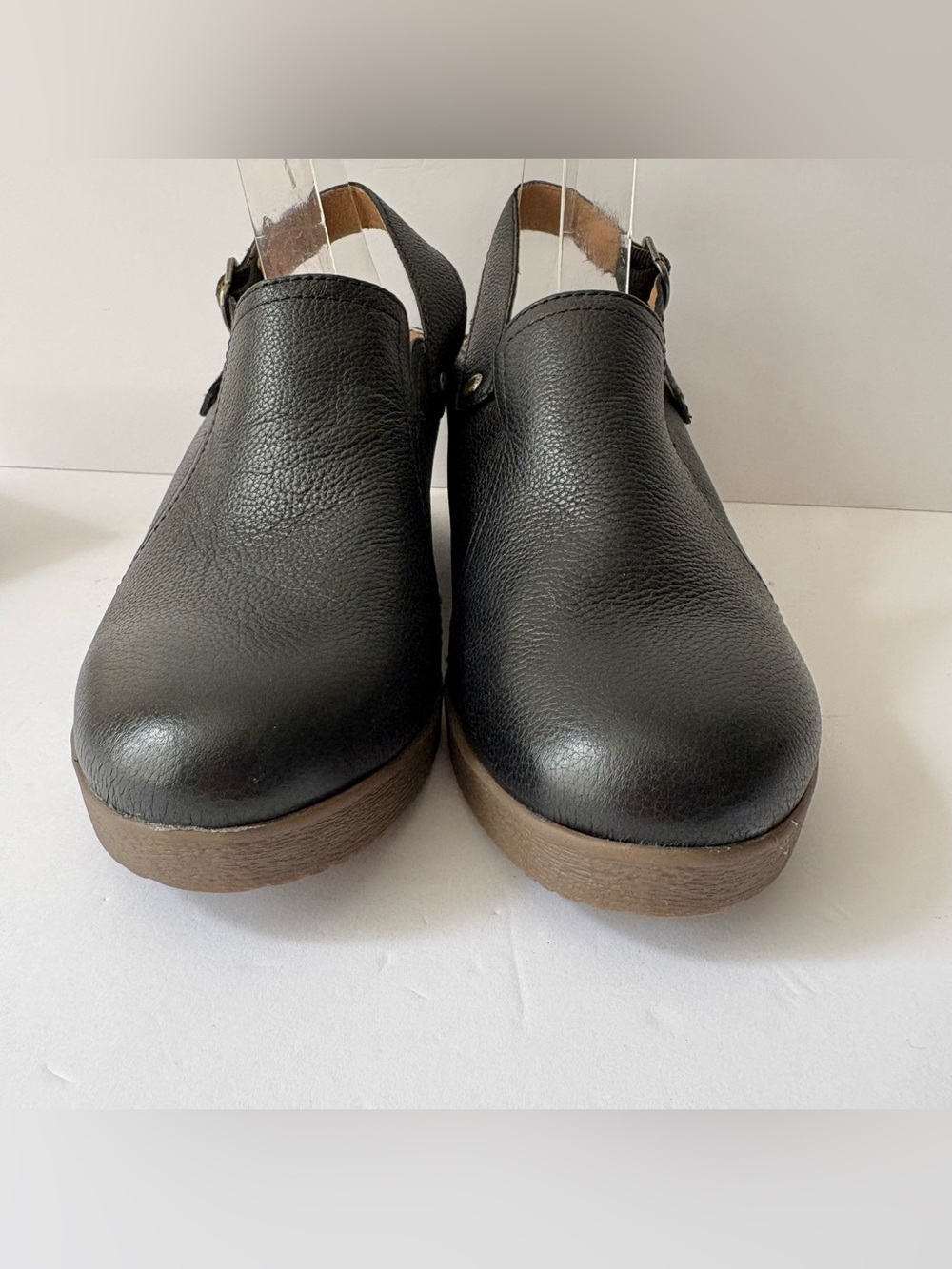 Dansko Sheridan Black Milled Leather Wedge Mule Shoes - Picture 3 of 9